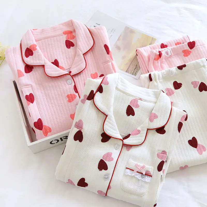 

Breastfeeding pajamas Maternity pajamas winter thick cotton quilted spring and autumn pure cotton postpartum nursing clothes