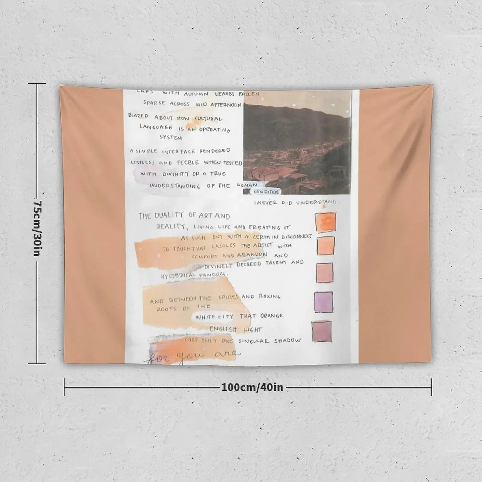 1975 оранжевый гобелен с поэмой любящего человека украшения для комнаты