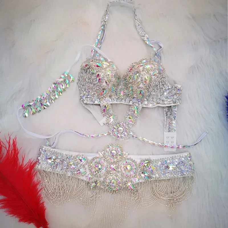 Женский костюм для танца живота карнавальный самбы бюстгальтер с поясом одежда