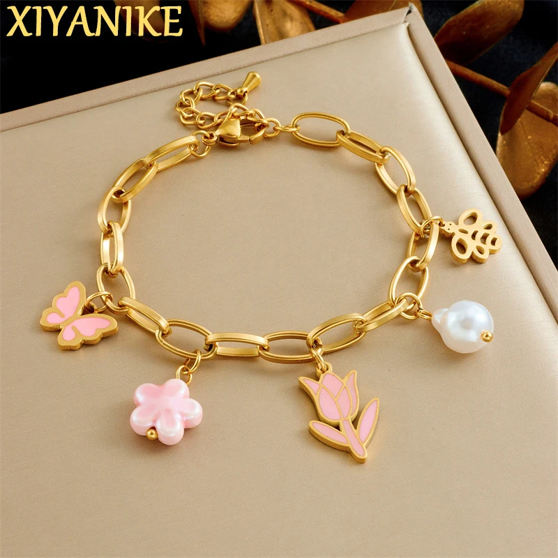 XIYANIKE браслет-цепочка из нержавеющей стали 316L для женщин модный романтический