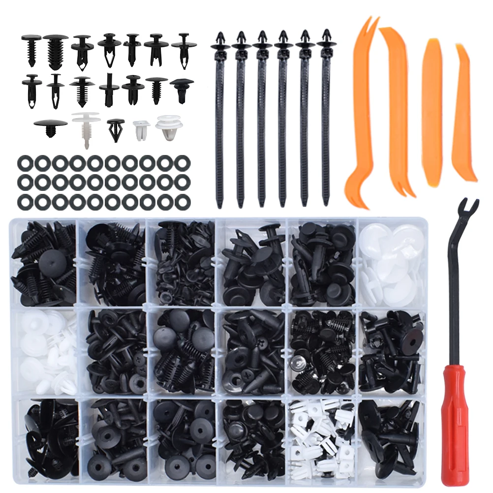 

435X Push Rivets Pin Car Body Trim Clips Bumper Sill Door Panel Fender Splash Guard Mud Flaps Fastener Screw Assortment Tool Kit