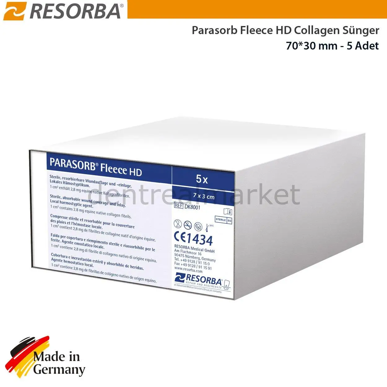 

Resorba - Parasorb Fleece HD Collagen Sponges - 70*30 mm