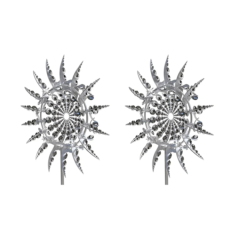 

2X Unique And Magical Metal Windmill Outdoor Wind Spinners Wind Catchers Windmill Yard Patio Lawn Garden Decoration