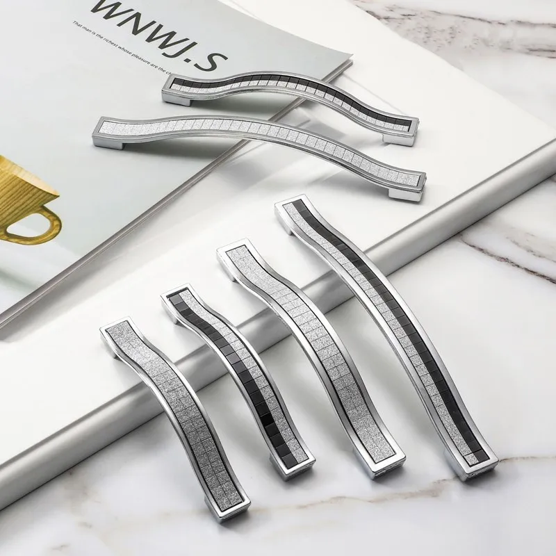

1 Pcs Sand Silver Crystal Glass Patch Drawer Knobs Aluminum Alloy Kitchen Cabinet Door Handles Furniture Handle Hardware