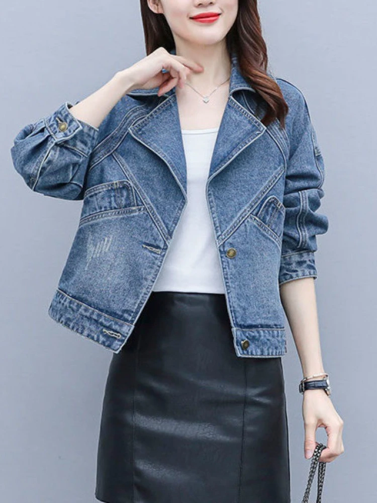

Jacket Women 2023 Spring Autumn Korean Loose Women's Coat Fashion Versatile Suit Collar Denim Jacket Coat Streetwear Women