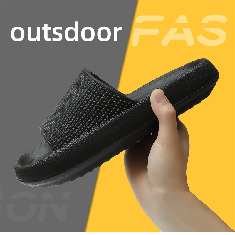 

2023 Summer Thick Platform Bathroom Home Men Slippers Women Fashion Soft Sole Indoor Sandals Non-slip Flip Flops Male Slides