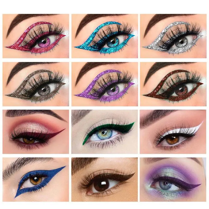 

6 PCS Liquid Shiny Eye Liners Pigment Glitter Professional Waterproof Eyeliners Beauty Cosmetics Women Makeup