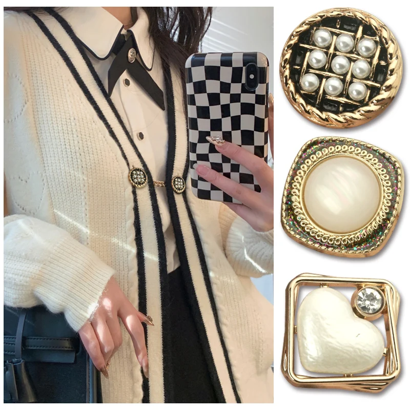 6 шт. Зимний бренд-декор "Сердце" роскошные ювелирные шитьевые золотые пуговицы материал аксессуар для шитья одежды пальто поставки своими руками.