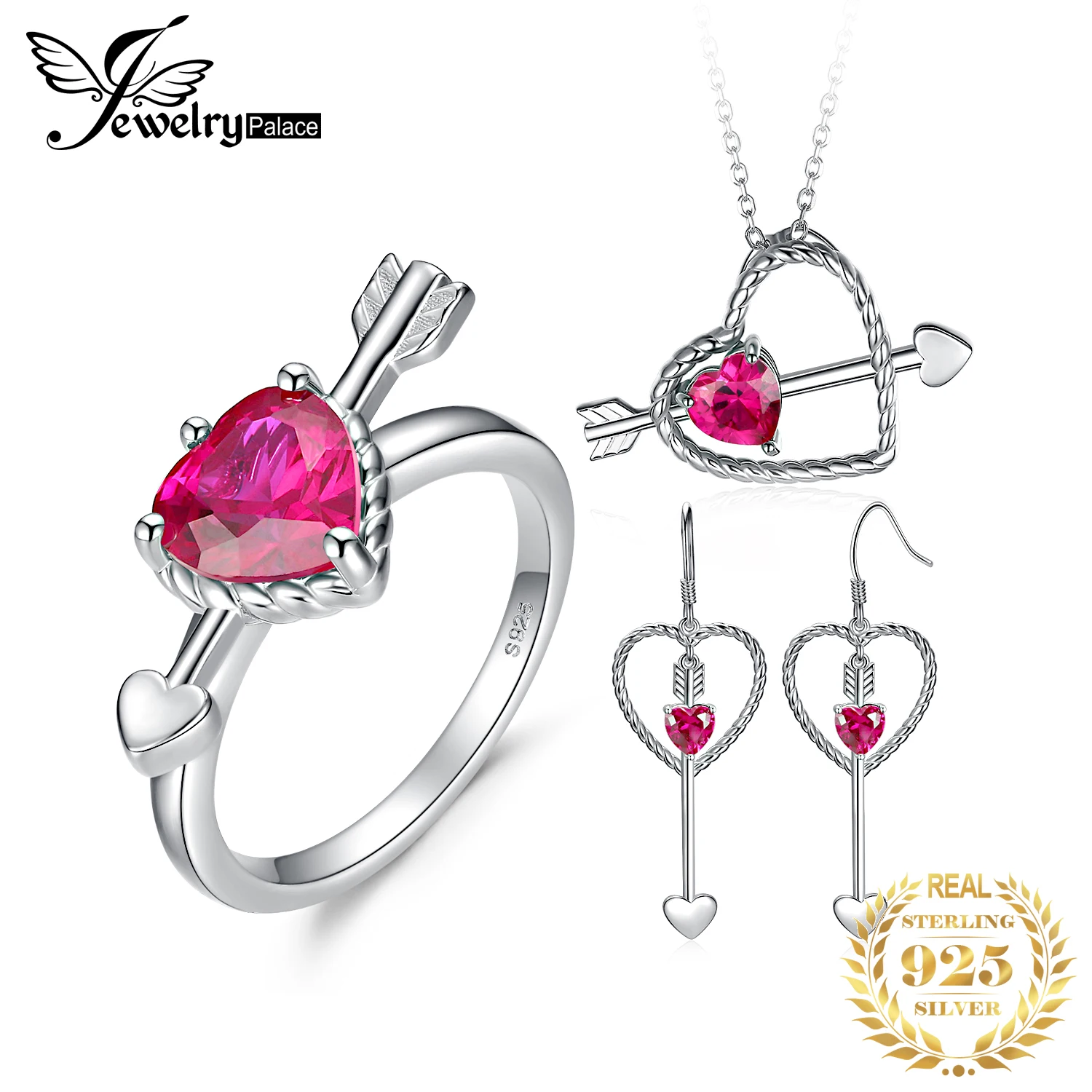 

Комплект из колье, серёг и кольца, из серебра 925 пробы