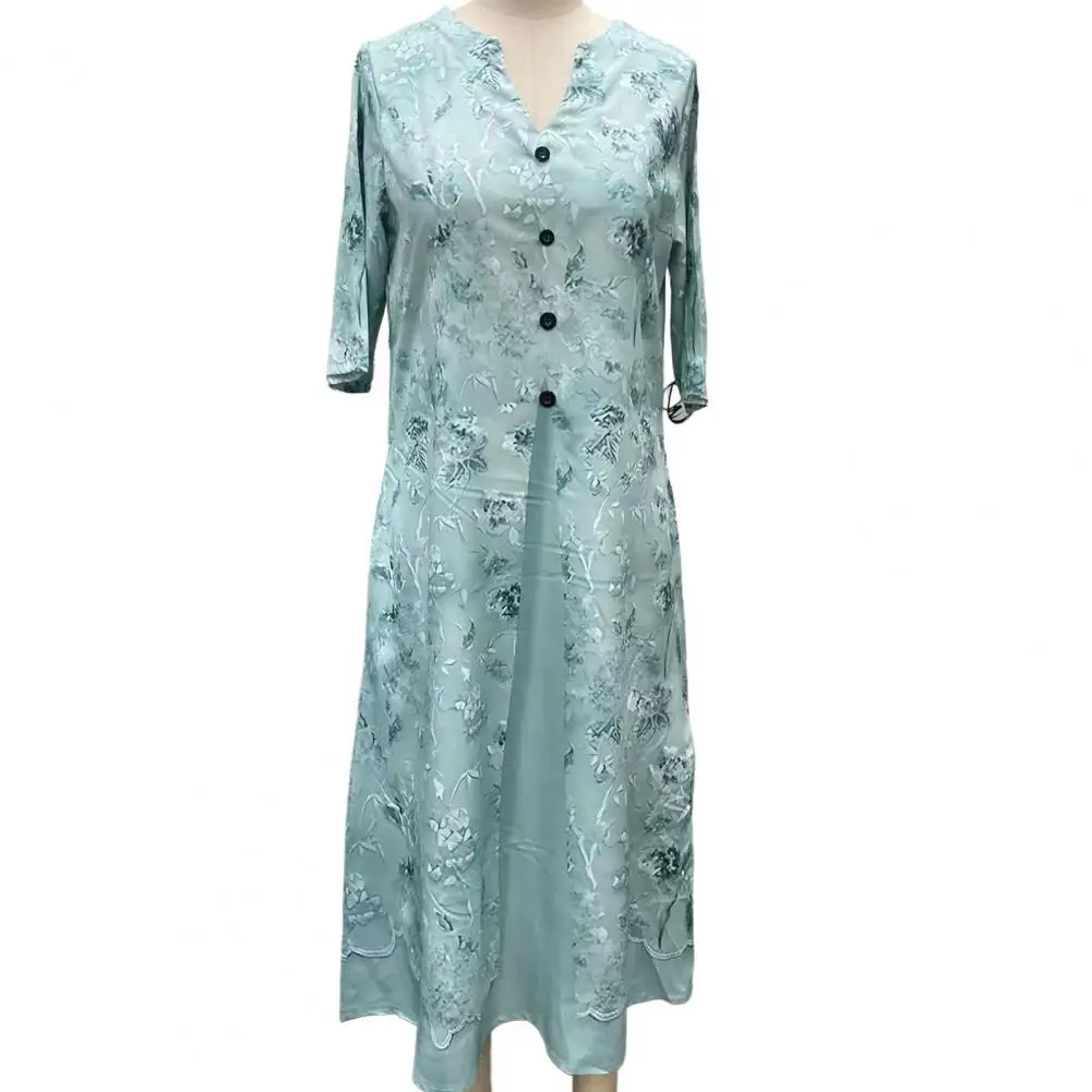 

Holiday Dress Loose Hem Party Dress Simple Casual Printing A-Line Dress