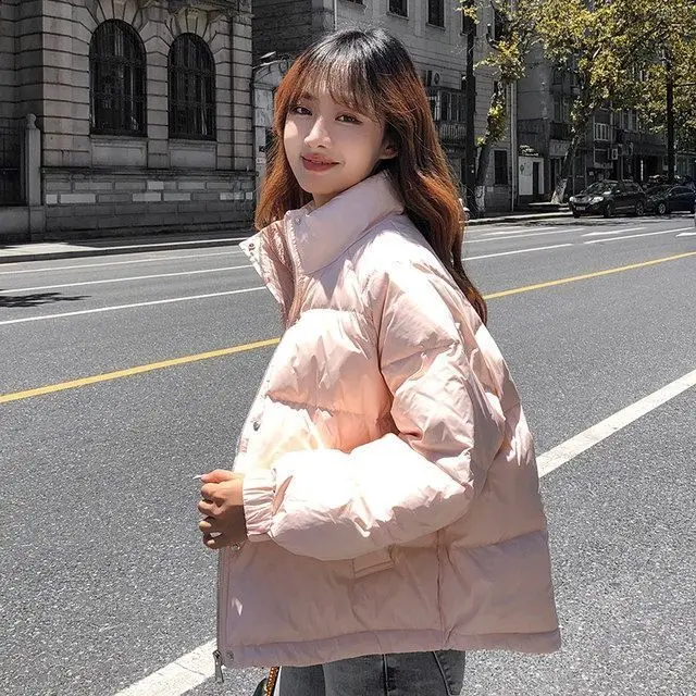 Short Down Padded Jacket Women 2024 New Version Stand-up Collar Winter Jacket Outwear Cotton Padded Coats Buttons Pockets S45