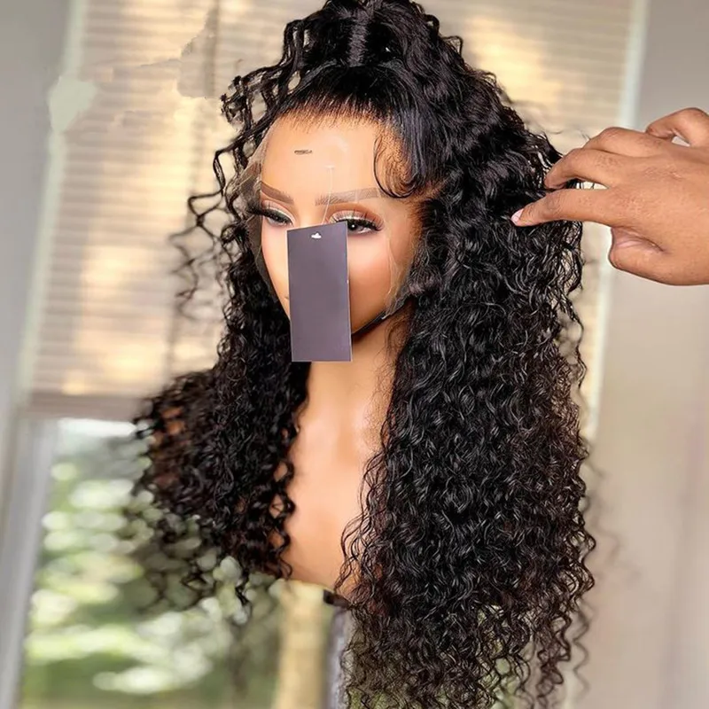 

Black Kinky Curly Preplucked 26 Inches Long 180%Density Glueless Lace Front Wig With BabyHair Heat Temperature Daily Cosplay Wig