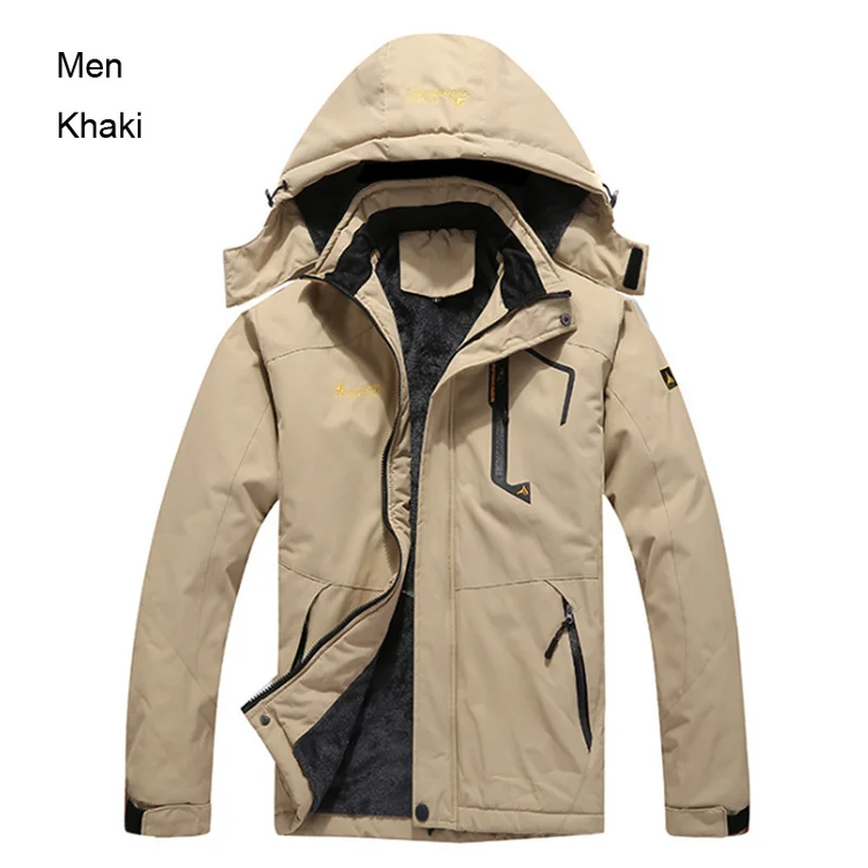 Winter Men Hooded Parkas Skiing Waterproof  Fleece Snow Thermal Jacket Coat Women Autumn Casual Thick Warm Outdoor Outwear