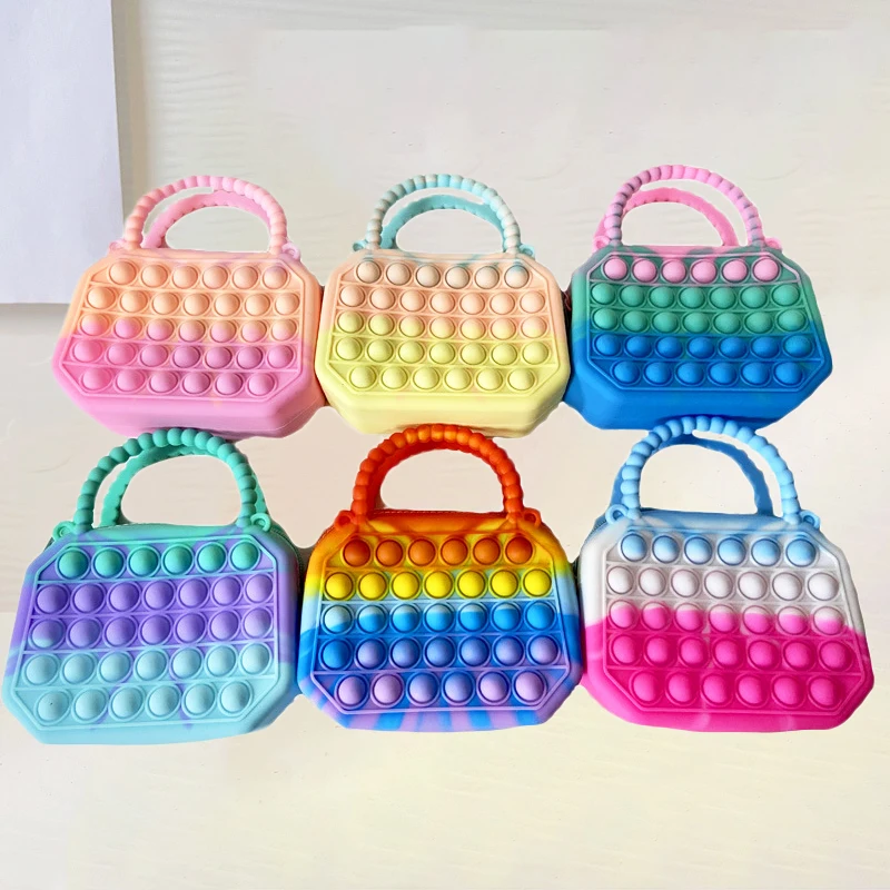 

Новые милые игрушки-антистресс, пузырьковая сумка через плечо для снятия аутизма, сумки через плечо, Детская сумка, кошелек для монет, детск...