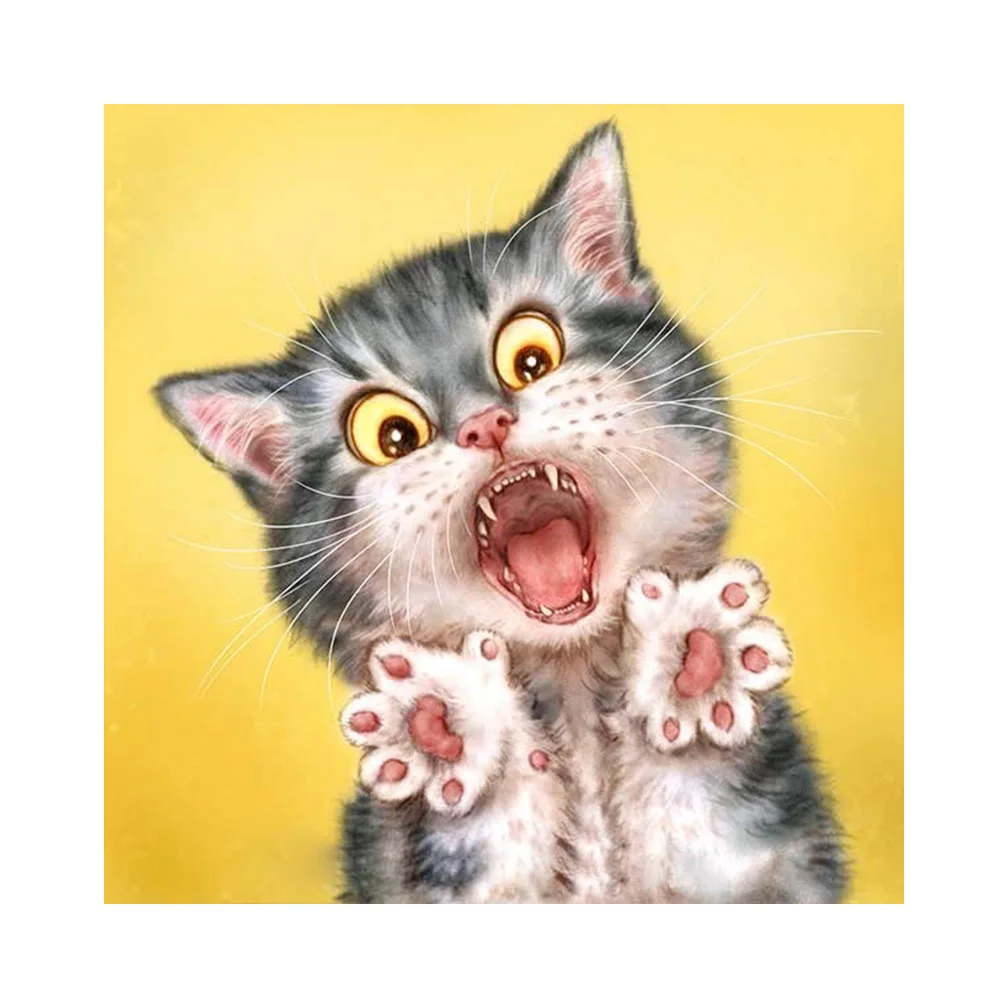 Квадратная Алмазная мозаика детский набор с котом и цифрами для девочек