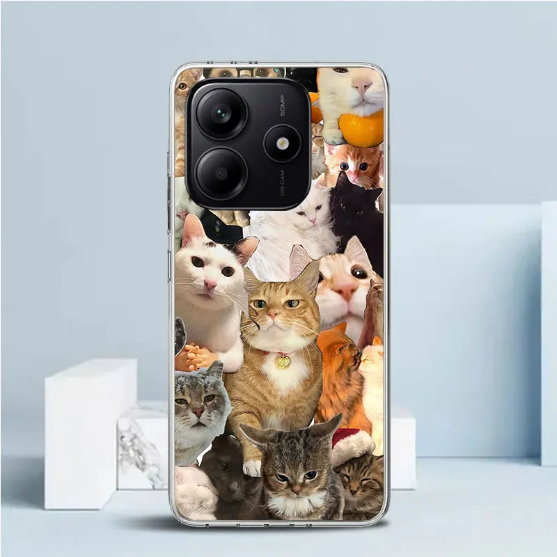 Фото Мягкий чехол с мемами «Плачущий кот» для Xiaomi Redmi Note 15 14 13 12 Pro Plus, чехол для телефона 14S 11S 11T 5G 11E 10 4G, узорчатый чехол Redmi N №4