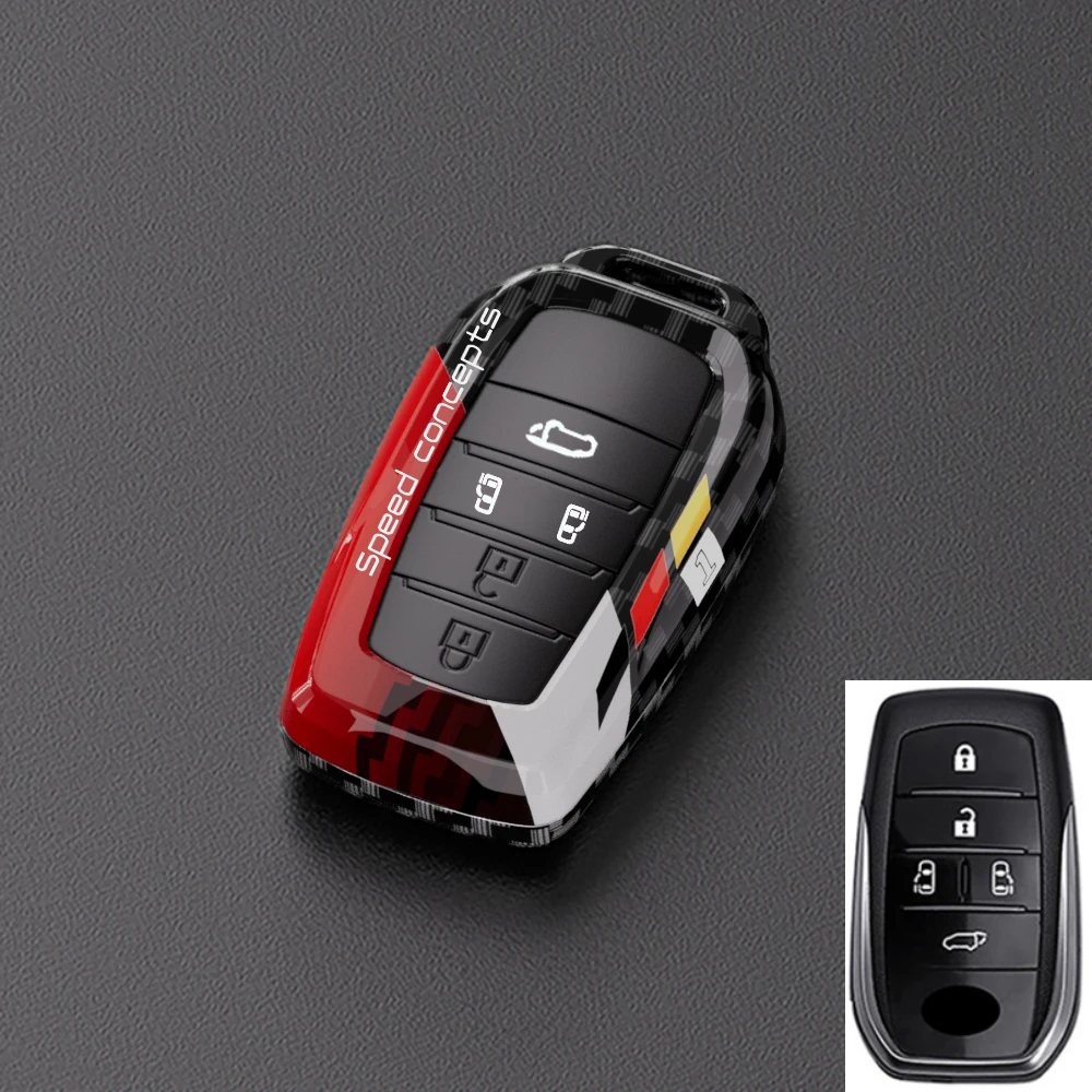

Модный карбоновый ABS чехол для автомобильных ключей для Toyota Sienna Hilux Innova Rav4 Fortuner Yaris 2021 2 3 4 кнопки, аксессуары для ключей