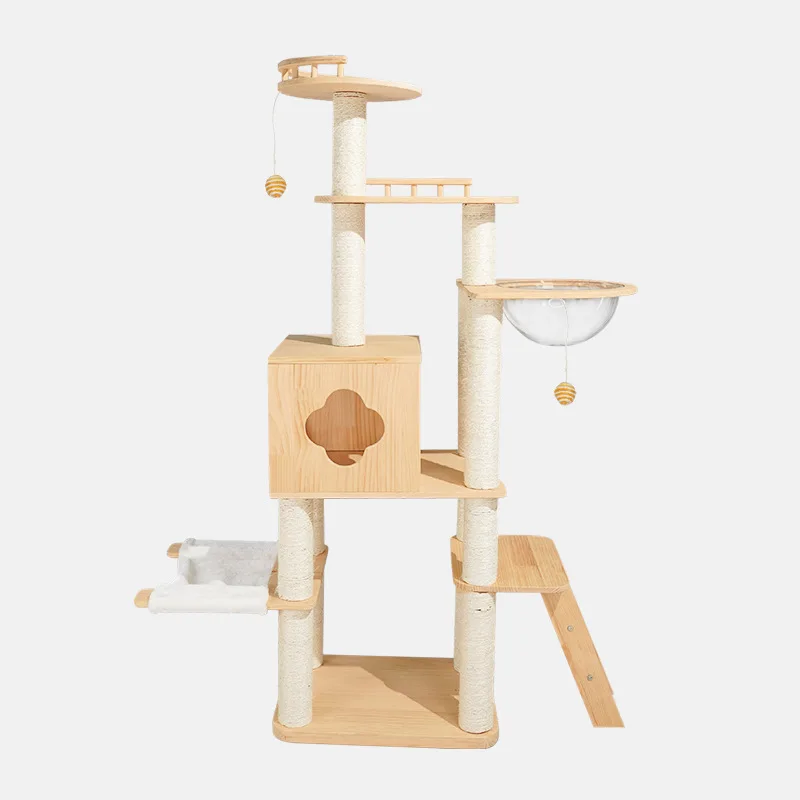 Condo Climbing Luxurious Wood Large Pet House Scratcher Tower Cat Tree For Big Cats