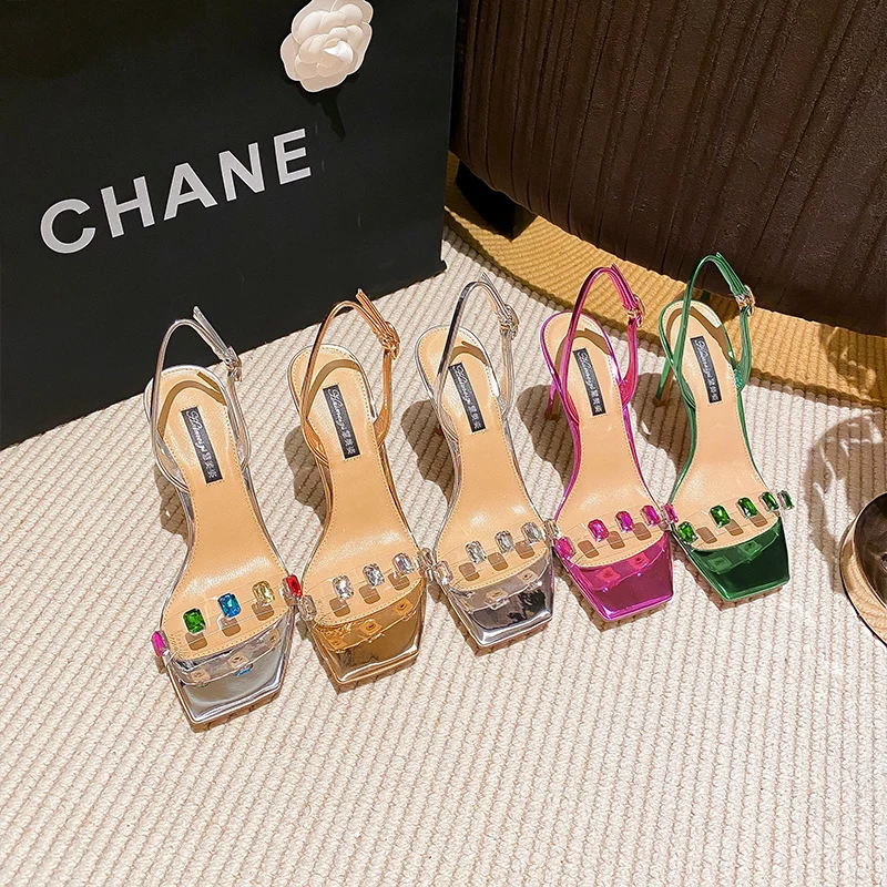 

Летние квадратные босоножки из натуральной кожи, туфли на высоком каблуке, банкетное платье, универсальные, большие и маленькие женские туфли