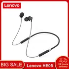Оригинальные беспроводные наушники Lenovo HE05 TWS, наушники с шейным ободом, Bluetooth Спортивная гарнитура с микрофоном, наушники-вкладыши с шумоподавлением