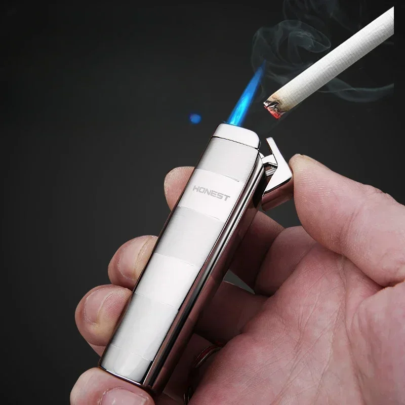Фото Новая горячая распродажа HONEST Strip Jet Torch, компактная надувная металлическая зажигалка с прямым пламенем, классический модный подарок для друга №1