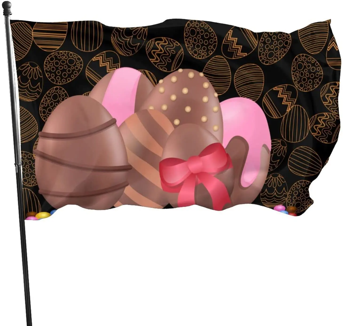 

Durable Decorated Easter Eggs with Chocolate Beans Flag Banner Outdoor Indoor Decor- Polyester Flags
