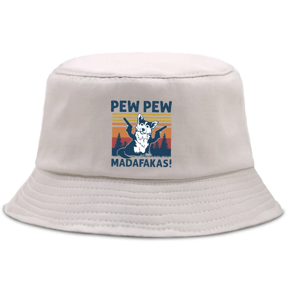 

Funny pew pew madafakas cool dog Panama Hats Women Men Fashion Beach Cap Sunscreen Hip Hop Fisherman's Caps Outdoor Bucket Hat