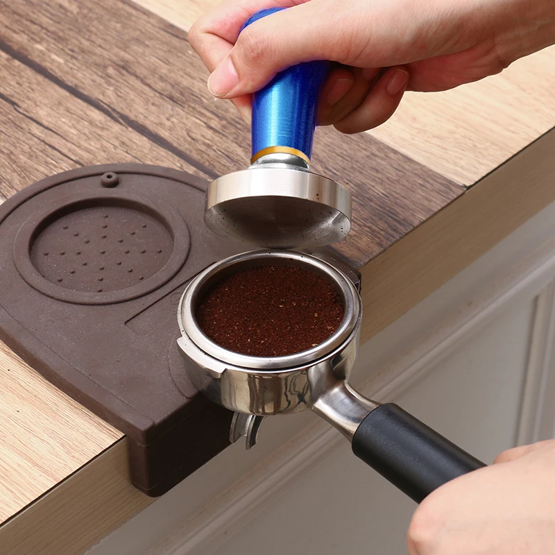 58mm Espresso Coffee Tamper Aluminum Distributor Leveler Tool Bean Press Hammer with Wooden Handle for Baristal |