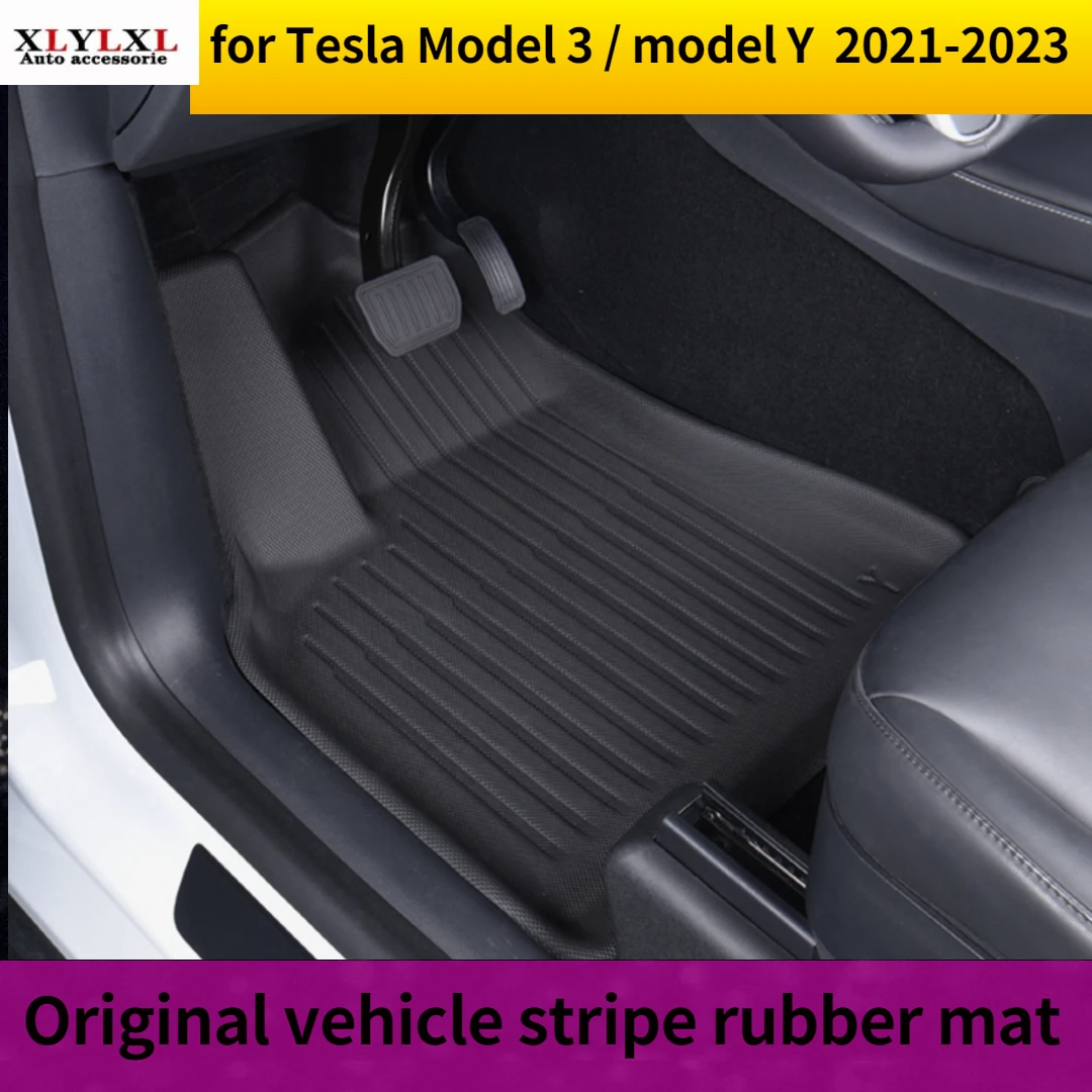 Original vehicle stripe rubber mat for Tesla Model 3 non-slip floor Mat for Tesla Model Y Mats Carpets