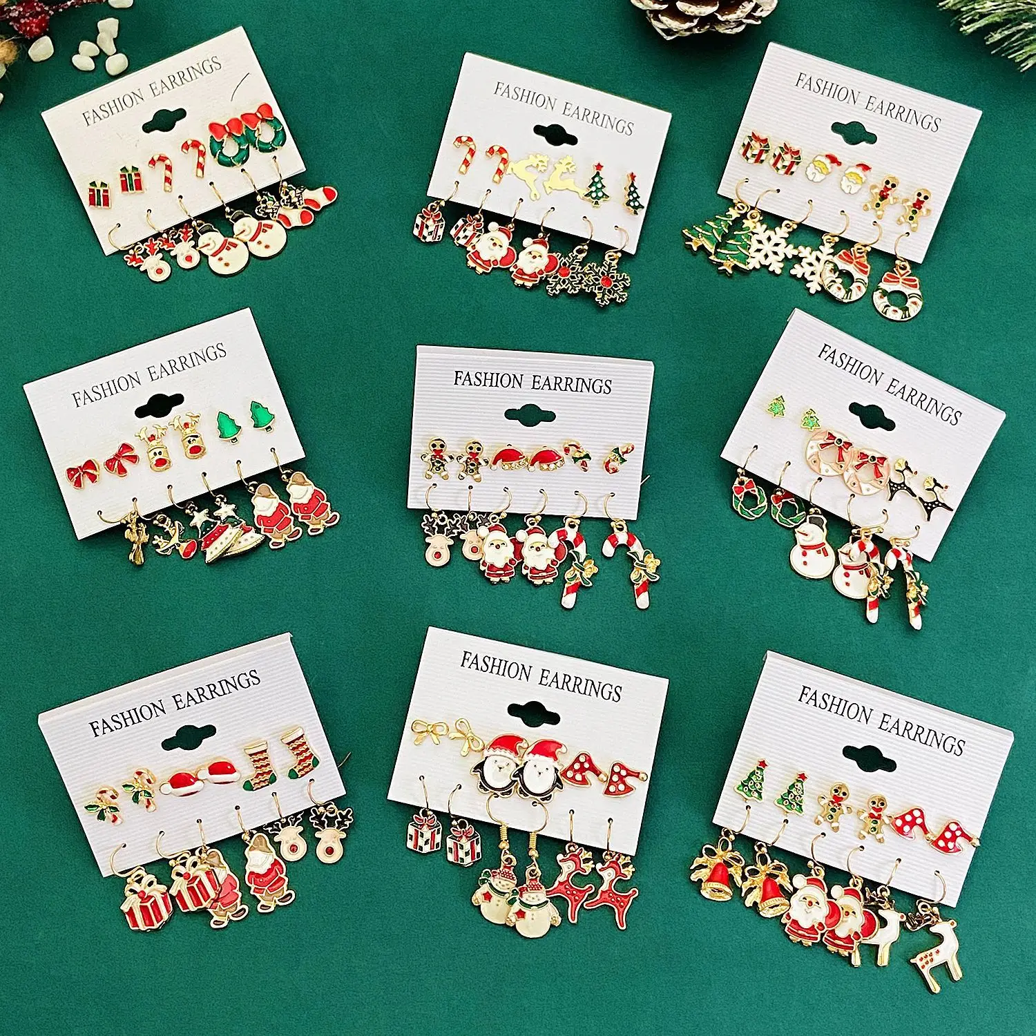 Серьги-подвески с рождественским колокольчиком 6 шт