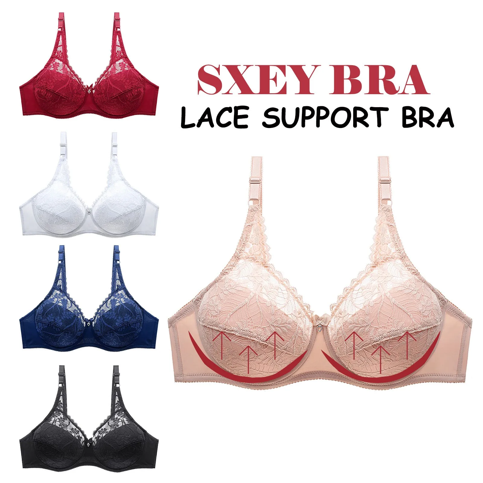 

Of Pair Women Lady Gathered Lace Thin Breast Sexy Cup Bra Underwear Adjustable Wire Push up Bra