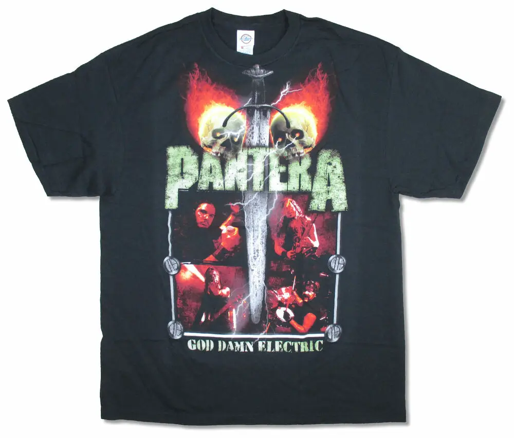 

Pantera Lightning Skulls Electric Black T Shirt New Band Merch