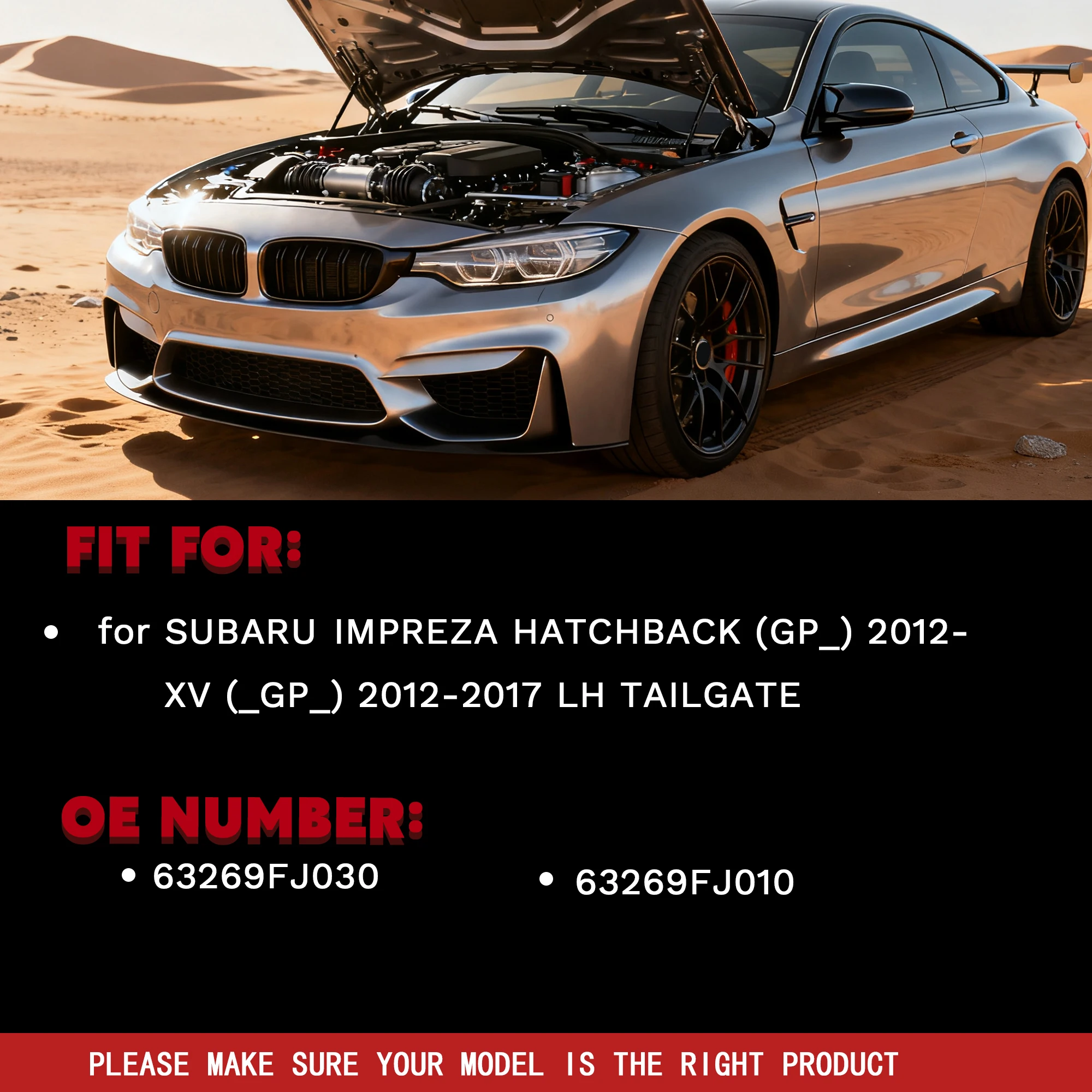 Фото Комплект из 2 газовых пружин-амортизаторов для Subaru Impreza GP / XV GP 2012-2017, левая сторона, амортизатор двери багажника, 325Н, OE 63269FJ030 №3