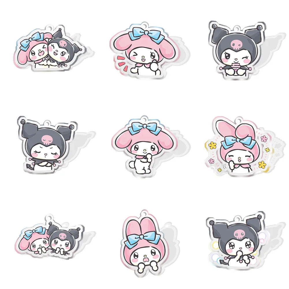 Sanrio Melody and Kouromi с отверстием плоский женский прозрачный акриловый блестящий для