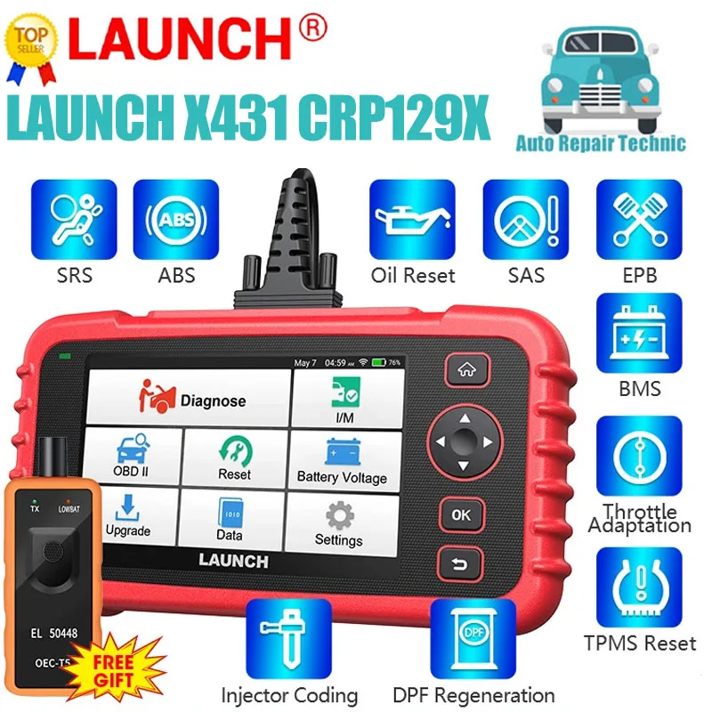 Считыватель кодов Launch X431 CRP129X OBD2, диагностический инструмент для двигателя ABS SRS AT Oil SAS EPB TPMS Reset PK CRP123E CRP129E CRP919E
