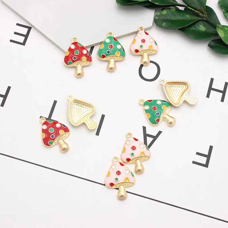 

10 шт. Позолоченные эмалевые Подвески грибы для изготовления ювелирных изделий, браслетов, серег, ожерелий, «сделай сам», аксессуары ручной р...