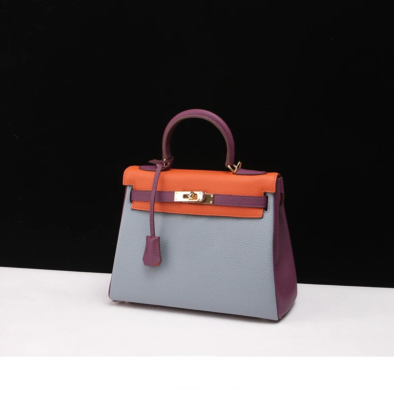 

Women's Bag Autumn New Genuine Leather Contrast Medium Shoulder Handbag