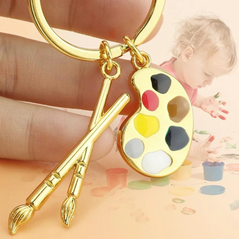 

Paint Palette Keychain Handmade Brush Palette Paint Pen Keychain Jewelry
