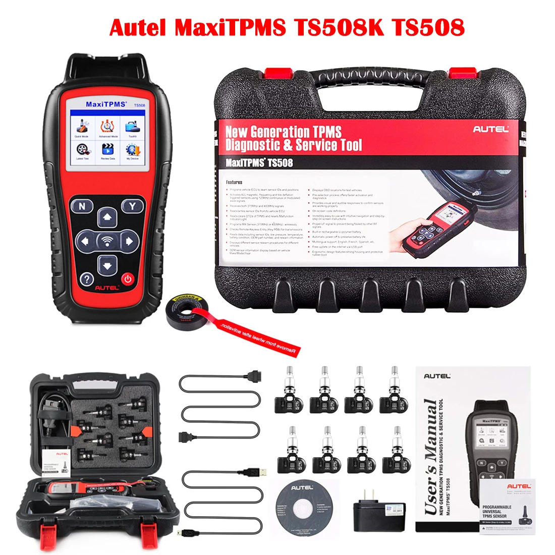 Для Autel MaxiTPMS TS508K датчик MX-Sensor ремонт шин автомобиля OBD2 Инструменты TPMS датчик Поддержка программирования с TS508 равна 315 433 МГц