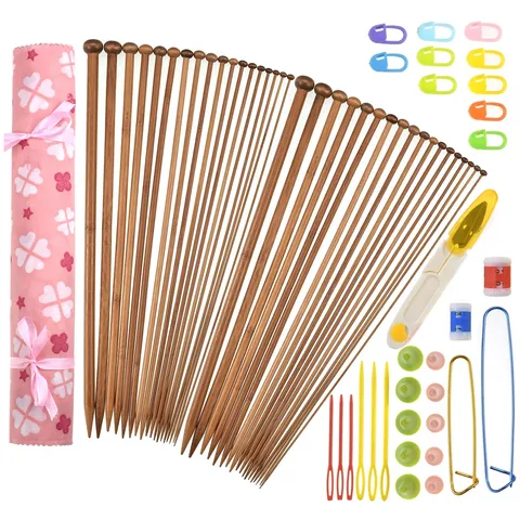 Спицы для вязания бамбуковые прямые, 35 см, 2,0-10,0 мм