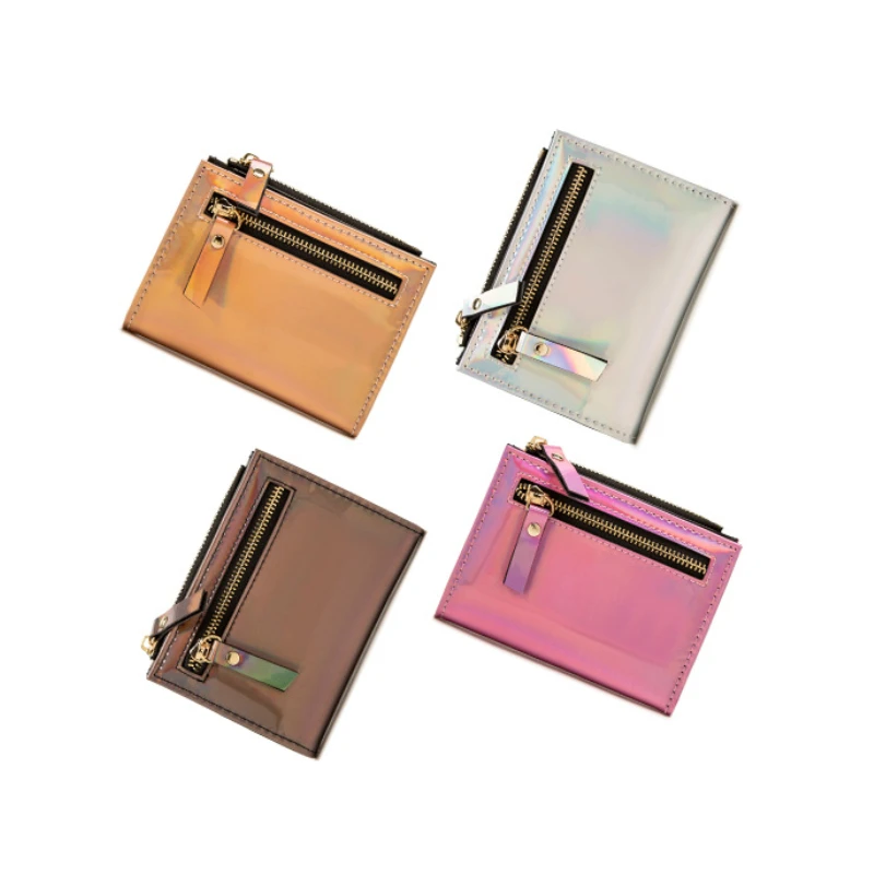 

Colorful Double Zipper All-match Korean Version Pu Coin Purse Multi-card Short Zipper Purses for Women