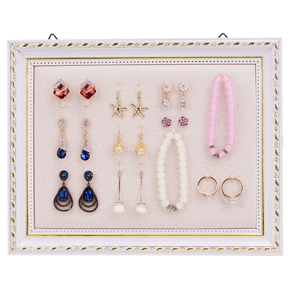 

Photo Frame Shaped Wooden Earring Stud Display Stand Jewelry Organizer Holder Ear Rack for Bracelet Necklace
