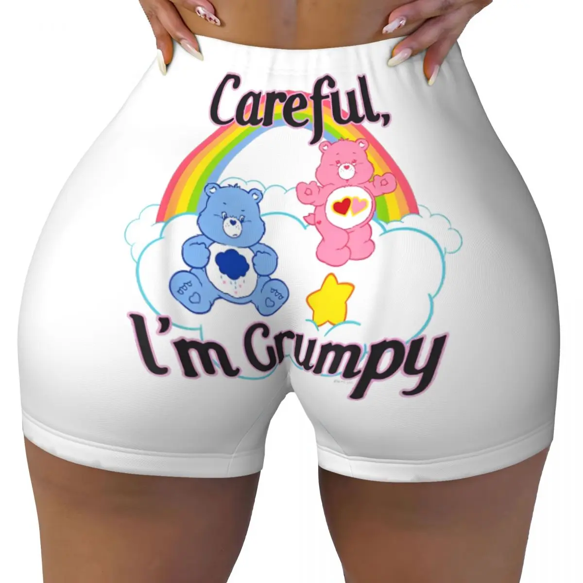 Фото Ladies Fitness Yoga Shorts Care Bears Careful I'm Grumpy Sexy Peach Shorts Volleyball Biker Workout Pants №1