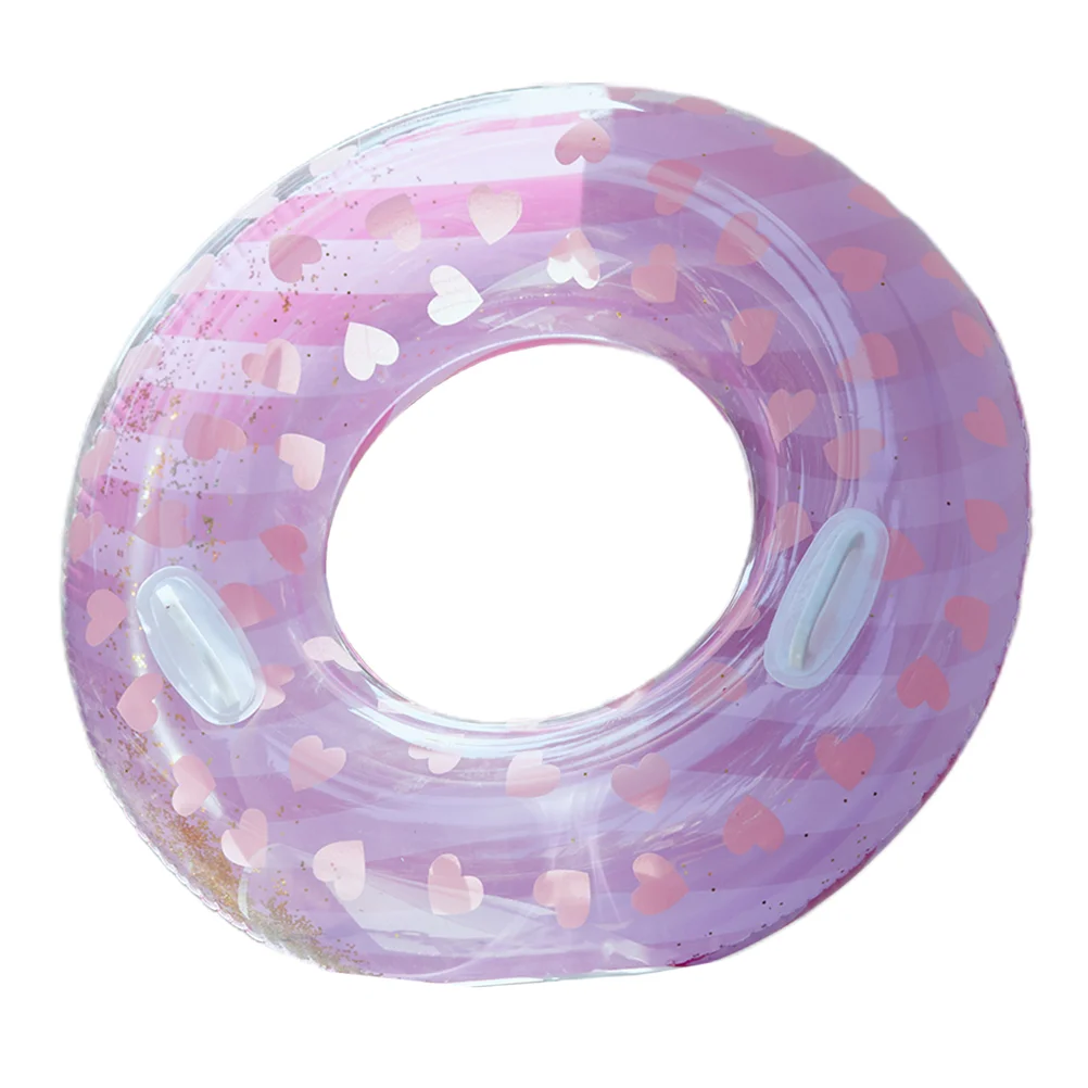 

Glitter Swimming Ring Pool Float Swim Ring Tube Heart Printed for Summer Beach Pool Floating Toys ( Purple )