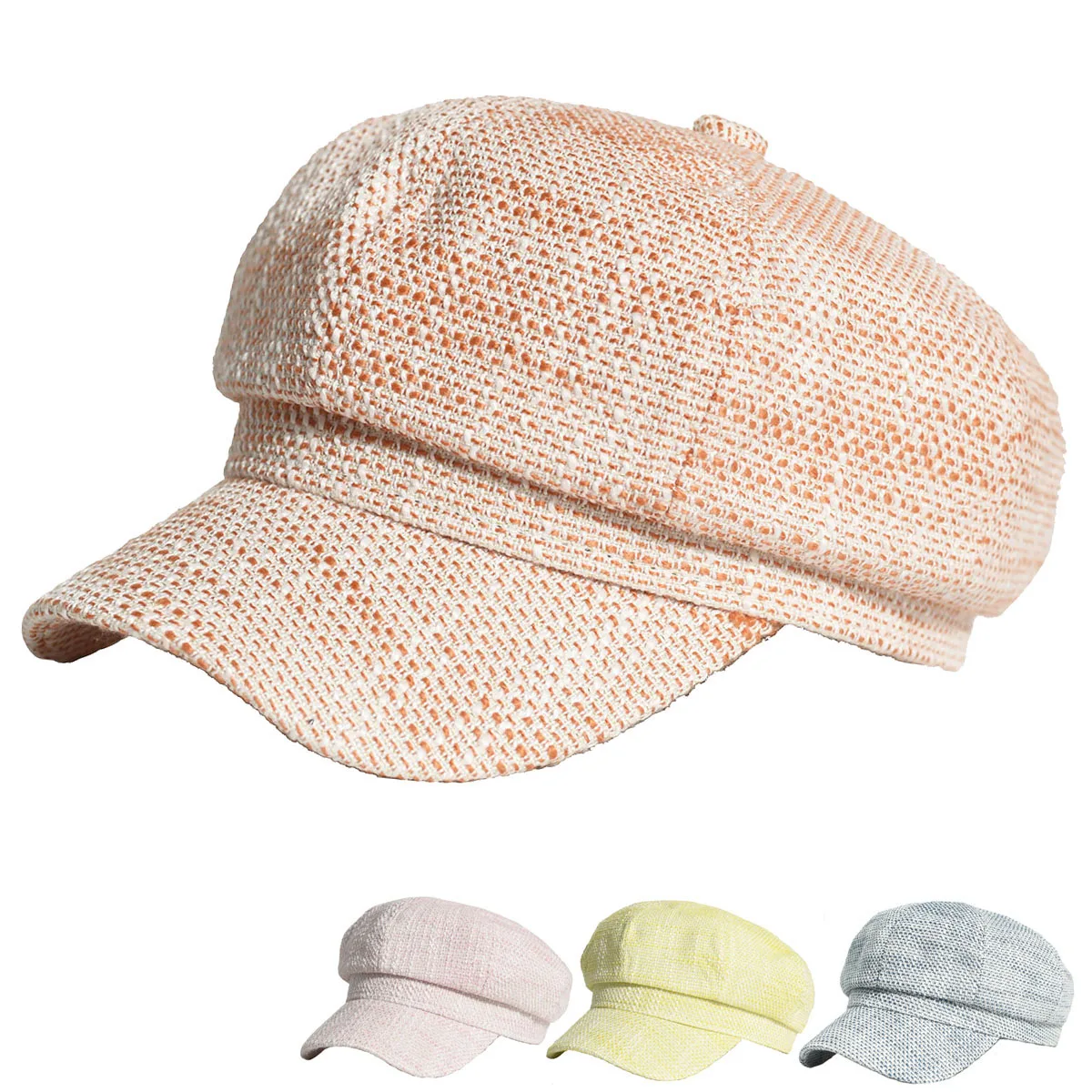 

Plaid Casual Octagonal Cap Summer Spring Women Beret British Retro Artist Newsboy Cap Fashion Peaked Cap