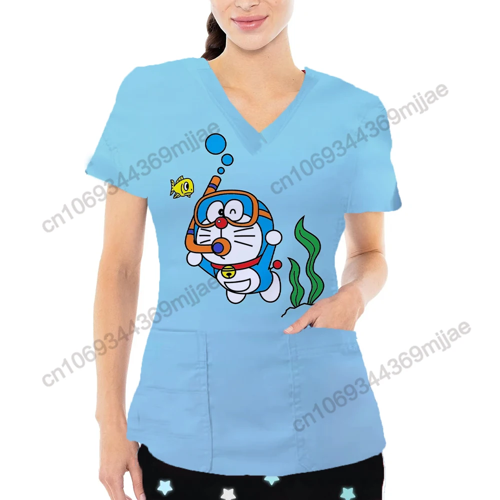 

V-neck Korean Style Clothes Y2k Pockets Beautiful Women's Blouses Women Summer 2023 Woman T-shirts Women's Short Sleeve T-shirt