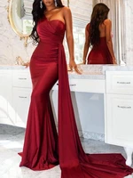 2021 fashion sexy one shoulder full length sleeveless slim red cocktail dresses ladies elegant long prom vestidos evening gowns