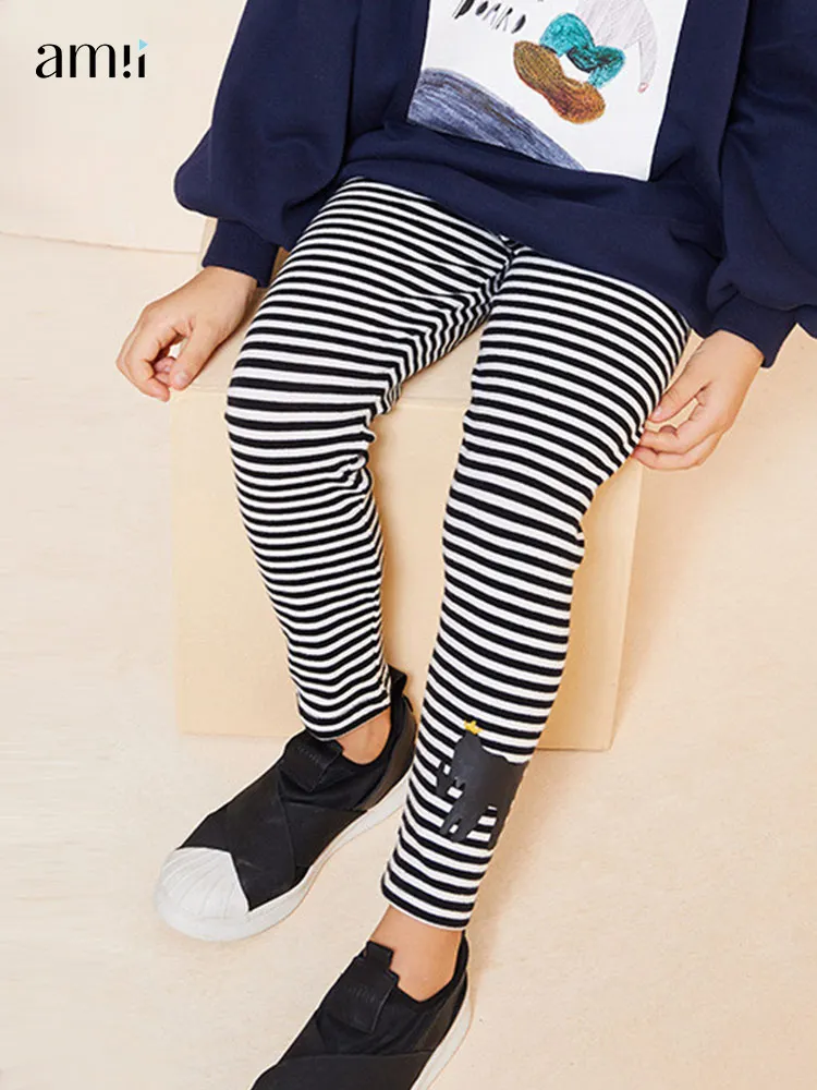 

Детские леггинсы amii для девочек, Осенние полосатые повседневные штаны для девочек-подростков, хлопковые облегающие детские брюки, детские ...