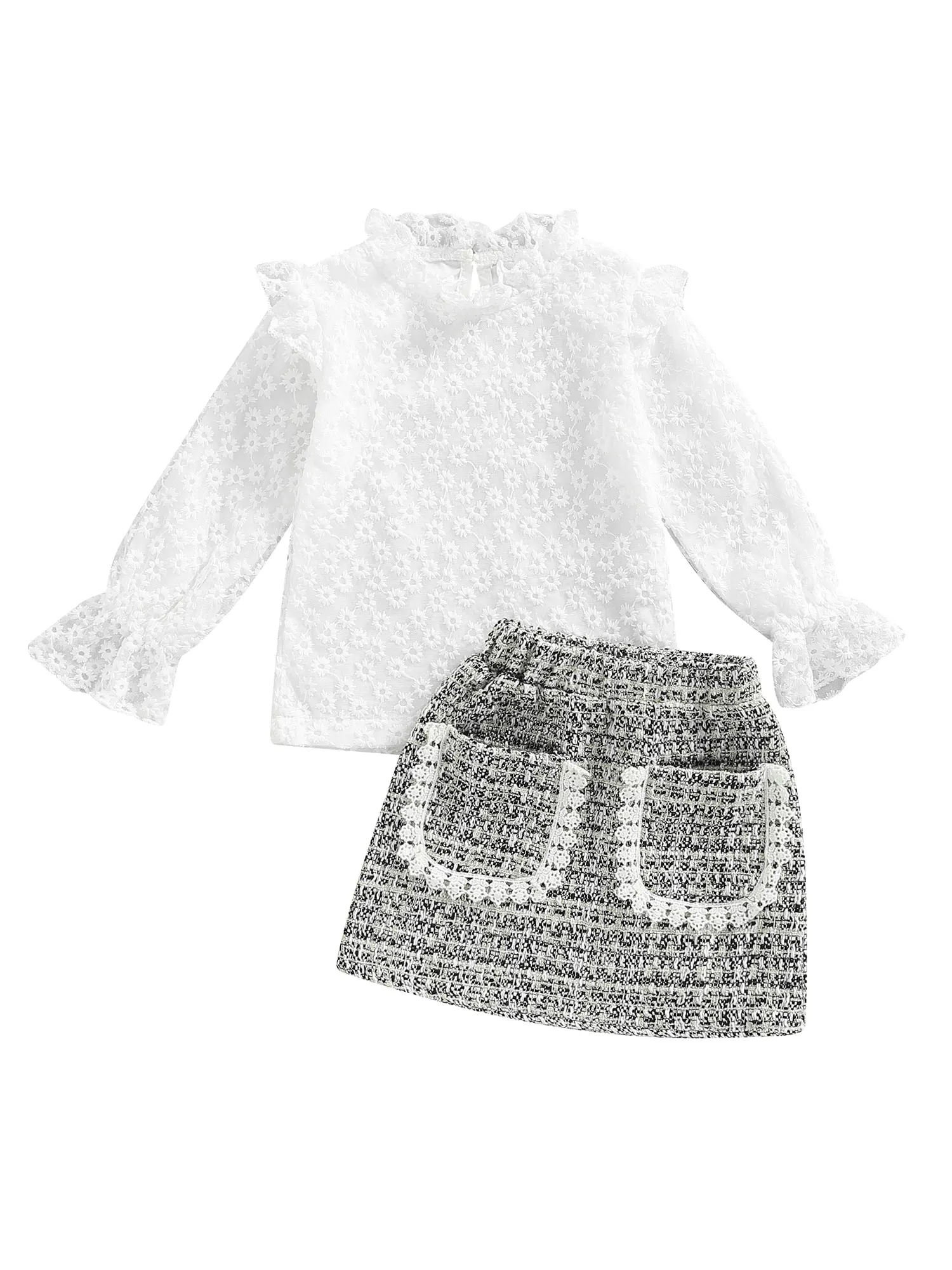 

Трикотажная рубашка с длинным рукавом для маленьких девочек, свитер, топ, юбка с леопардовым принтом, комплекты одежды из 2 предметов