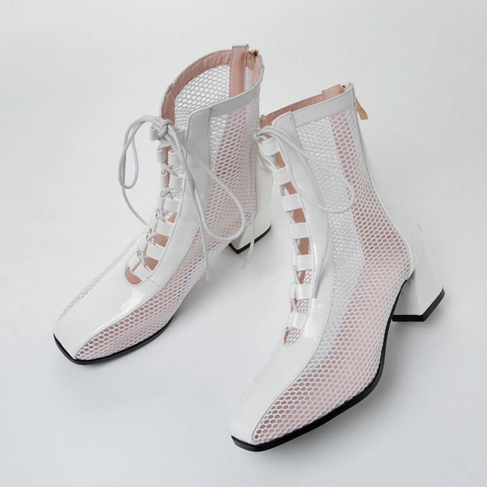 Ботинки женские сетчатые на шнуровке дышащие туфли-лодочки Высоком толстом